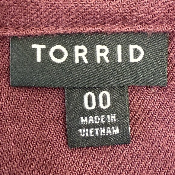 Torrid Fit & Flare Softest Flannel Acrylic Top Women +00 Sassafras Maroon - Picture 6 of 10